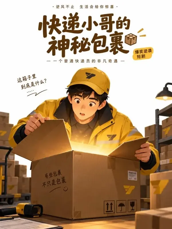 红果短剧《快递箱里的百万秘密》封面 - 逆袭小哥题材短剧