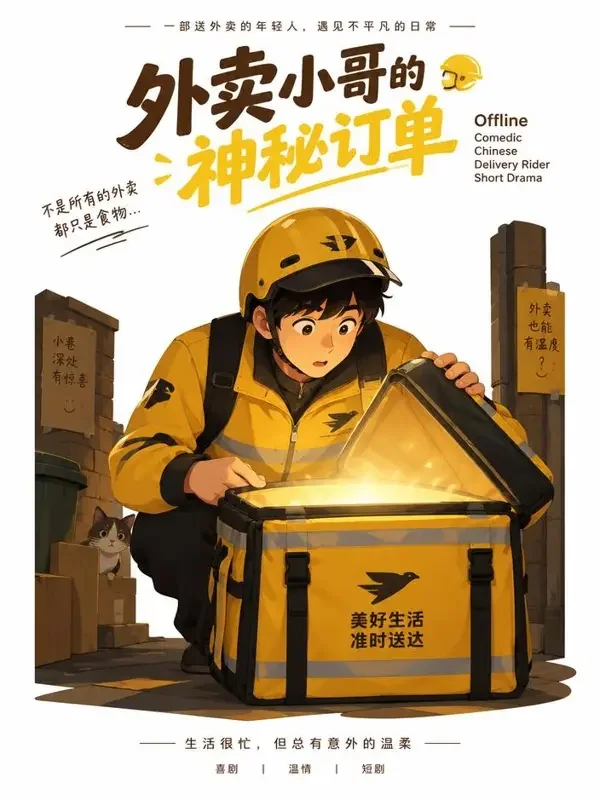 红果短剧《外卖箱里的秘密》封面 - 外卖剧场题材短剧