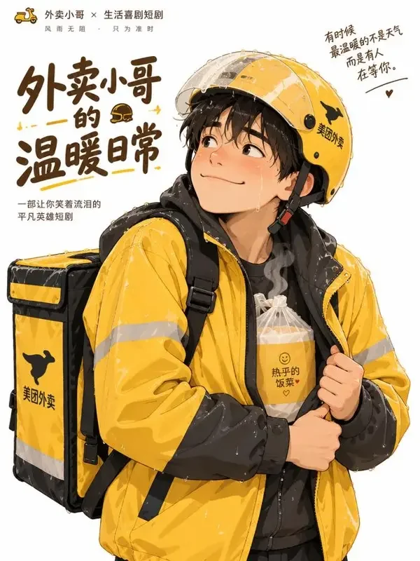 红果短剧《雨天里的最后一单》封面 - 外卖剧场题材短剧
