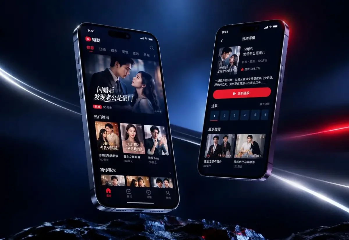 短剧在线观看 App 手机端界面效果图