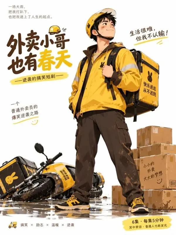 红果短剧《被退单的外卖小哥》封面 - 逆袭小哥题材短剧