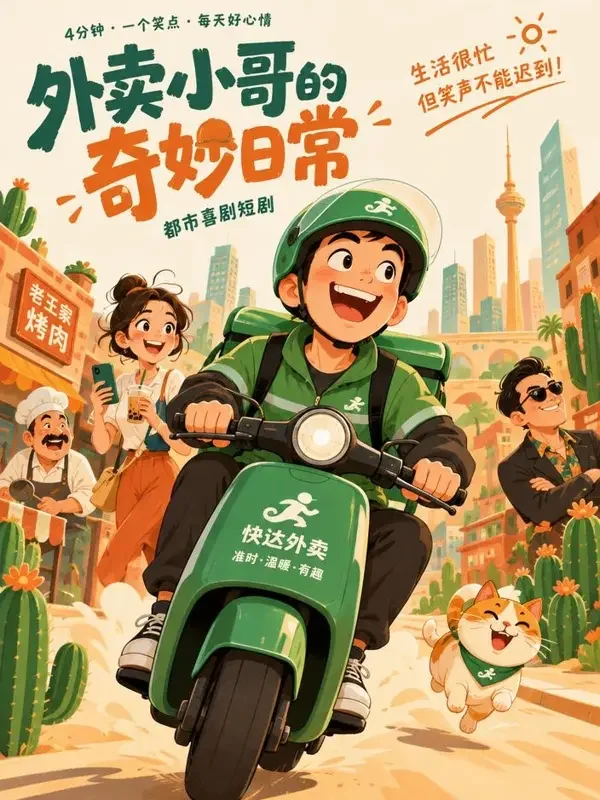 红果短剧《电动车上的江湖》封面 - 外卖剧场题材短剧